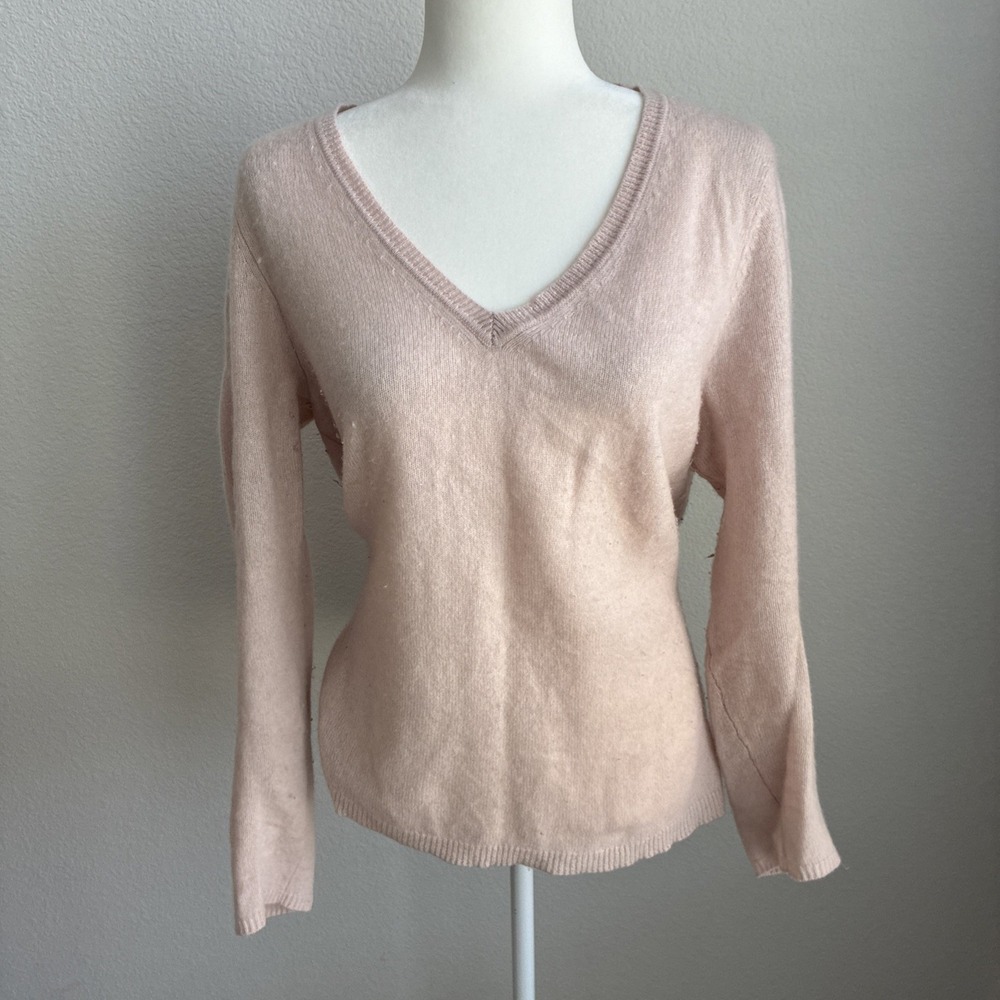 Adrienne Vittadini 2-Ply Light Pink Cashmere Sweater Size XL Casual Cozy Autumn